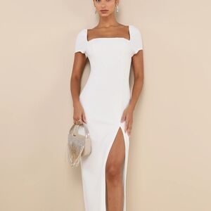 Lulus Magnificent Impression White Square Neck Short Sleeve Maxi Dress